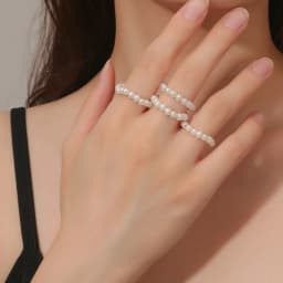 Elastic Beaded Ring Featuring Acrylic Pearls in Wave Drop Geometric Shapes Korean Style Unisex Jewelry Fresh Sweet Design Multip