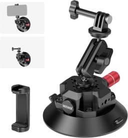 NEEWER 4.5" Suction Cup Camera Mount Ball Head Magic Arm, 1/4" 3/8" ARRI Quick Release Car Mount Phone Holder Action Camera Adapter for iPhone DJI Insta360