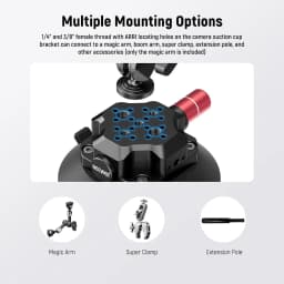 NEEWER 4.5" Suction Cup Camera Mount Ball Head Magic Arm, 1/4" 3/8" ARRI Quick Release Car Mount Phone Holder Action Camera Adapter for iPhone DJI Insta360
