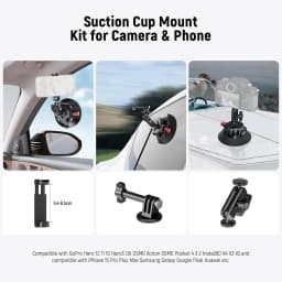 NEEWER 4.5" Suction Cup Camera Mount Ball Head Magic Arm, 1/4" 3/8" ARRI Quick Release Car Mount Phone Holder Action Camera Adapter for iPhone DJI Insta360