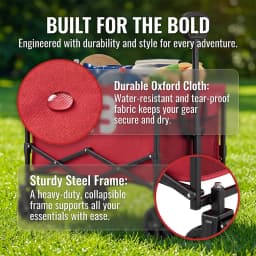 Heavy-duty all-terrain folding cart; foldable, multi-purpose cart suitable for camping, gardening, the beach, and shopping; features a gardening tool rack; sturdy handle design; durable wheels