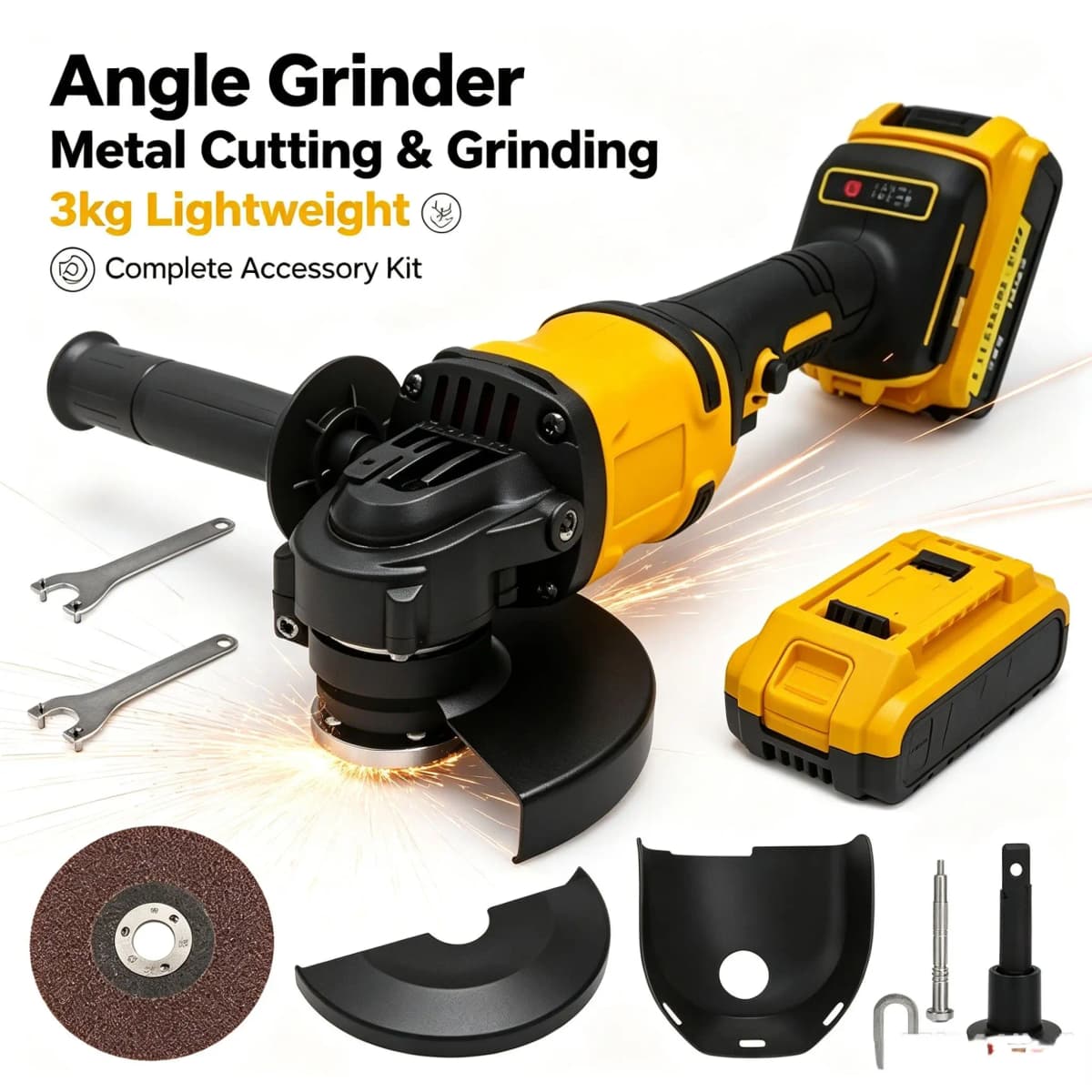 DW-Angle Grinder DCG409, 20V Brushless Wireless Power Tool, Cutting Machine, 125mm Rechargeable Portable Polisher