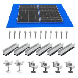 Solar Panel Mount Bracket Kit with 4.72IN/120mm Mini Rails, Middle Clamps, End Clamps and Rubber Pads for Shingle, Slate, Wood
