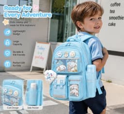 The Mesuca Kawaii Girls Backpack Cute Purple School Bag for Teens Aesthetic Bookbag with Plush Charm, Multi Pocket Lightweight Student Backpack for School Travel Daily Use