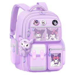 The Mesuca Kawaii Girls Backpack Cute Purple School Bag for Teens Aesthetic Bookbag with Plush Charm, Multi Pocket Lightweight Student Backpack for School Travel Daily Use