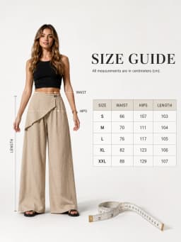 Women Wrap Front Linen Wide Leg Pants, High Waist Elastic Back Waist Culottes with Pockets, Casual Loose Fit Trousers for Summer Beach Daily Streetwear