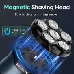 Solimpia Men's Bald Head Hair Trimmer Electric Shaver with Magnetic Six Blade Heads Home Use Beard Razor