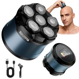 Solimpia Men's Bald Head Hair Trimmer Electric Shaver with Magnetic Six Blade Heads Home Use Beard Razor