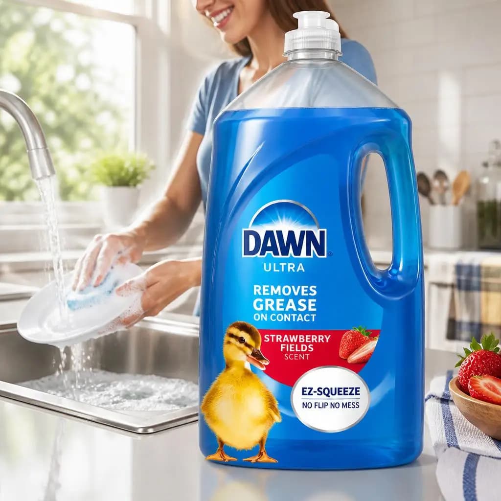 Dish Soap Liquid Strawberry Scented 22 Fl oz Multi Purpose Cleaner for Dishes Greasy Tools and Household Grime