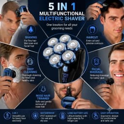 7D Head Shavers for Bald Men,5-in-1 Shaving Grooming Kit for Balder,Wet or Dry Electric Razor,LED Display/Type-C Charge Precision Blades Hair Clippers