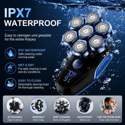 7D Head Shavers for Bald Men,5-in-1 Shaving Grooming Kit for Balder,Wet or Dry Electric Razor,LED Display/Type-C Charge Precision Blades Hair Clippers