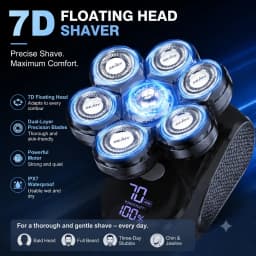 7D Head Shavers for Bald Men,5-in-1 Shaving Grooming Kit for Balder,Wet or Dry Electric Razor,LED Display/Type-C Charge Precision Blades Hair Clippers