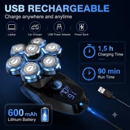 7D Head Shavers for Bald Men,5-in-1 Shaving Grooming Kit for Balder,Wet or Dry Electric Razor,LED Display/Type-C Charge Precision Blades Hair Clippers