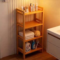 Bamboo Storage Shelf 4 Tier Organizer Rack for Kitchen Bathroom Living Room Space Saving Multifunctional