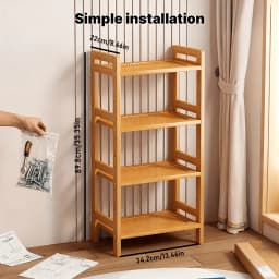 Bamboo Storage Shelf 4 Tier Organizer Rack for Kitchen Bathroom Living Room Space Saving Multifunctional