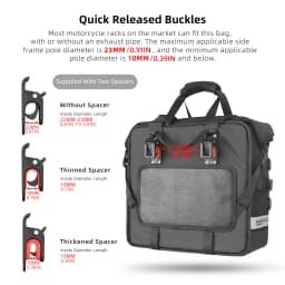 Rhinowalk Motorcycle Side Saddle Bag Waterproof Expandable Quick Release 25L-32L Pannier Bag 3D Shape Motorbike Storage Bag 1PC