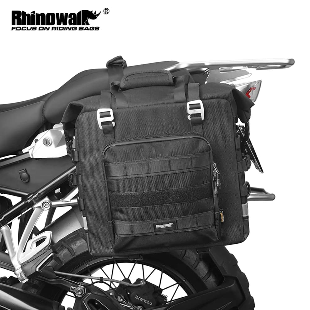 Rhinowalk Motorcycle Side Saddle Bag Waterproof Expandable Quick Release 25L-32L Pannier Bag 3D Shape Motorbike Storage Bag 1PC