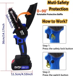21V Cordless Mini Chainsaw – Handheld Electric Chain Saw with 2x Batteries & Charger, 4″ 600W Pruning Saw for Tree Branches, Wood Cutting & Garden Use, Storage Case Included