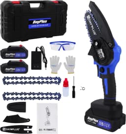 21V Cordless Mini Chainsaw – Handheld Electric Chain Saw with 2x Batteries & Charger, 4″ 600W Pruning Saw for Tree Branches, Wood Cutting & Garden Use, Storage Case Included