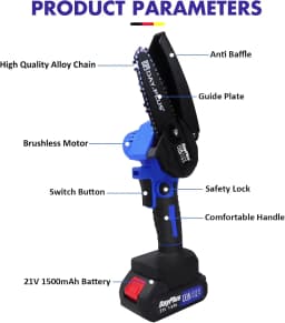 21V Cordless Mini Chainsaw – Handheld Electric Chain Saw with 2x Batteries & Charger, 4″ 600W Pruning Saw for Tree Branches, Wood Cutting & Garden Use, Storage Case Included