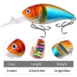 6pcs Crankbait Fishing Lures Hard Bait Swimbait Artificial Bait 8.5cm 14.3g