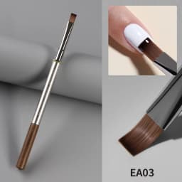 YOKEFELLOW EliteAlly Nail Art Brushes, 2-in-1 French Tip Brush and Clean up Brush for Gel Nail Polish, Base Gel Short Round Brush Professional Nail Tool (EA01 ROUND-S)