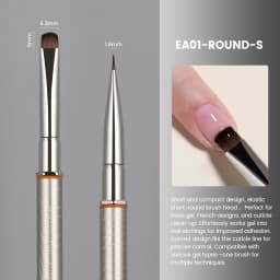 YOKEFELLOW EliteAlly Nail Art Brushes, 2-in-1 French Tip Brush and Clean up Brush for Gel Nail Polish, Base Gel Short Round Brush Professional Nail Tool (EA01 ROUND-S)
