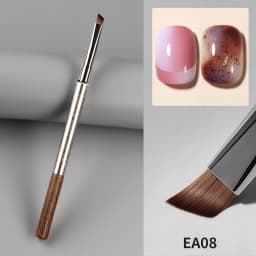 YOKEFELLOW EliteAlly Nail Art Brushes, 2-in-1 French Tip Brush and Clean up Brush for Gel Nail Polish, Base Gel Short Round Brush Professional Nail Tool (EA01 ROUND-S)