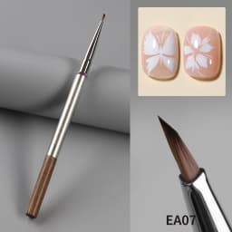 YOKEFELLOW EliteAlly Nail Art Brushes, 2-in-1 French Tip Brush and Clean up Brush for Gel Nail Polish, Base Gel Short Round Brush Professional Nail Tool (EA01 ROUND-S)