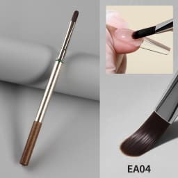 YOKEFELLOW EliteAlly Nail Art Brushes, 2-in-1 French Tip Brush and Clean up Brush for Gel Nail Polish, Base Gel Short Round Brush Professional Nail Tool (EA01 ROUND-S)