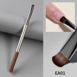 YOKEFELLOW EliteAlly Nail Art Brushes, 2-in-1 French Tip Brush and Clean up Brush for Gel Nail Polish, Base Gel Short Round Brush Professional Nail Tool (EA01 ROUND-S)
