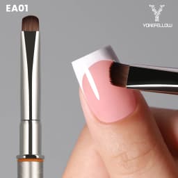 YOKEFELLOW EliteAlly Nail Art Brushes, 2-in-1 French Tip Brush and Clean up Brush for Gel Nail Polish, Base Gel Short Round Brush Professional Nail Tool (EA01 ROUND-S)