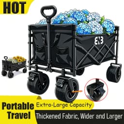 Heavy-duty, Foldable Camping and Gardening Cart with All-Terrain Wheels and Large Capacity—Perfect for Camping, Picnics, and Gardening. Featuring a Reinforced Frame for Durability and Portability, It’s a Must-Have for Families Enjoying Various Outdoor
