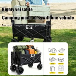Heavy-duty, Foldable Camping and Gardening Cart with All-Terrain Wheels and Large Capacity—Perfect for Camping, Picnics, and Gardening. Featuring a Reinforced Frame for Durability and Portability, It’s a Must-Have for Families Enjoying Various Outdoor