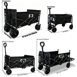 Heavy-duty, Foldable Camping and Gardening Cart with All-Terrain Wheels and Large Capacity—Perfect for Camping, Picnics, and Gardening. Featuring a Reinforced Frame for Durability and Portability, It’s a Must-Have for Families Enjoying Various Outdoor