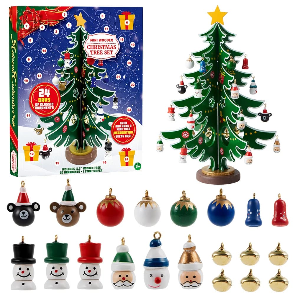 2026 Christmas Advent Calendar 24 Days Countdown Calendar with Christmas Tree 24 PCS Ornaments for Boys Girls & Kids Party Favors, Classroom Prizes Xmas Gift, Xmas Tree Countdown, Xmas Multi-Item Party Favor Packs