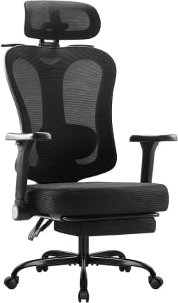 Ergonomic Office Chair with 3D Headrest & 4D Flippable Armrests, Adjustable Lumbar Support, 135° Recline, Breathable Mesh Seat, Height Adjustable Swivel Computer Desk Chair(Black)
