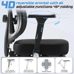 Ergonomic Office Chair with 3D Headrest & 4D Flippable Armrests, Adjustable Lumbar Support, 135° Recline, Breathable Mesh Seat, Height Adjustable Swivel Computer Desk Chair(Black)