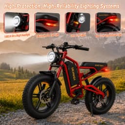 1500W Electric Bike for Adults, 60V 23.4Ah Battery 48MPH Fast Speed, 20" Fat Tire Off-Road E-Bike, Full Suspension, Dual Disc Brakes, 7-Speed, LCD Display, Turn Signals, Urban Commuter Electric Bicycle