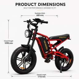 1500W Electric Bike for Adults, 60V 23.4Ah Battery 48MPH Fast Speed, 20" Fat Tire Off-Road E-Bike, Full Suspension, Dual Disc Brakes, 7-Speed, LCD Display, Turn Signals, Urban Commuter Electric Bicycle
