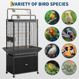 71 Inch Large Bird Cage, Corner Flight Birdcage, Storage Cabinet Play Top, Metal Rolling Bird Aviary, Wide Walnut Wood Parakeet Cage for Macaw Parrot Cockatiel Budgie