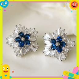 Gorgeous Blue Cubic Zirconia Stud Earrings Engagement Wedding Party Accessories for Women Blue Earrings Fashion Jewelry