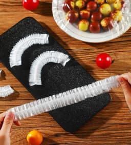 Multi-functional Disposable Food Covers 50/100/200pcs Elastic Plastic Wrap Lids for Bowls Plates Shower Cap & Foot Cover Durable Elastic Food Lids