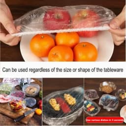 Multi-functional Disposable Food Covers 50/100/200pcs Elastic Plastic Wrap Lids for Bowls Plates Shower Cap & Foot Cover Durable Elastic Food Lids
