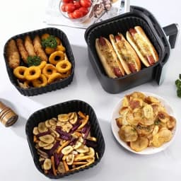 1pc Reusable Silicone Air Fryer Liner, Air Fryer Accessories, Kitchen Supplies To Replace Disposable Baking Tray Paper Liners, Black Square Back To School