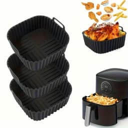 1pc Reusable Silicone Air Fryer Liner, Air Fryer Accessories, Kitchen Supplies To Replace Disposable Baking Tray Paper Liners, Black Square Back To School