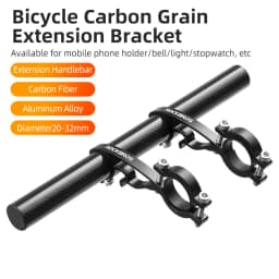ROCKBROS Bicycle Handlebar Extended Carbon Fiber Bracket Headlight Mount Bar Computer Clip Double MTB Road 20-32cm Bike Handlebar Extender