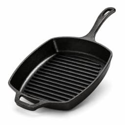 1PC Black Square Striped Steak Pan,Thick Cast Iron Skillet With Auxiliary Handle, Multi-Function Induction Grill Pan, Compatible With All Stoves, Easy Clean, Portable Camping Griddle Pan For Outdoor Cooking, Family Gatherings & Restaurant Use