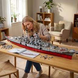1:200 KMS Bismarck Battleship Building Blocks Building Blocks Sets Technicial Large Warship Navy Ship Assembly Brick Model Kit Toy Adults DIY Gift 6956PCS