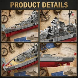 1:200 KMS Bismarck Battleship Building Blocks Building Blocks Sets Technicial Large Warship Navy Ship Assembly Brick Model Kit Toy Adults DIY Gift 6956PCS